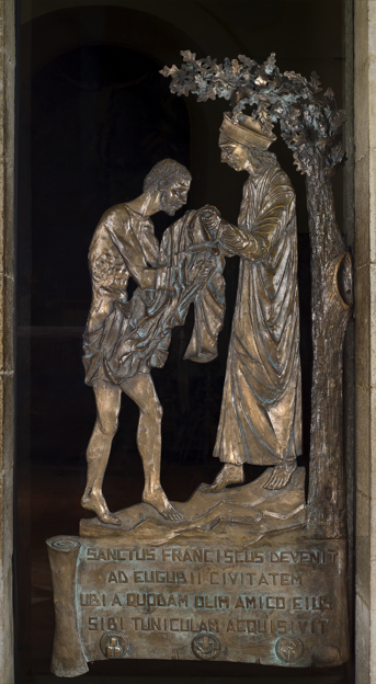 Nello Bocci, la vestizione di San Francesco, 1998-99, bronzo, Chiesa di San Francesco. Gubbio Nello Bocci, la vestizione di San Francesco, 1998-99, bronzo, Chiesa di San Francesco. Gubbio