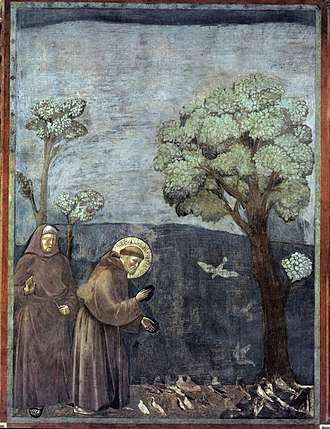 Giotto, San Francesco predica agli uccelli, Storie di San Francesco, Basilica Superiore, Assisi