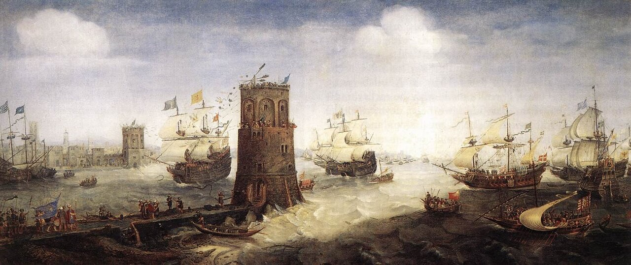 Conquista di Damietta da parte dei Crociati, dipinto di Van Wieringen Conquista di Damietta da parte dei Crociati, dipinto di Van Wieringen