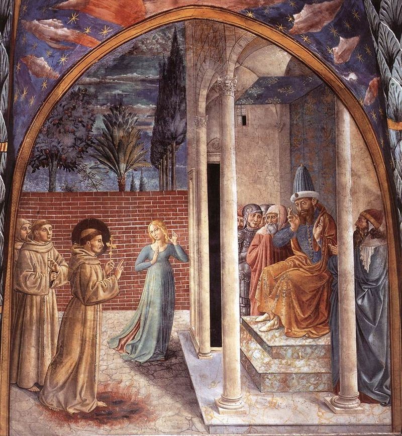 San Francesco incontra il Sultano (Montefalco, Complesso museale di San Francesco, 10° scena della vita del Santo).